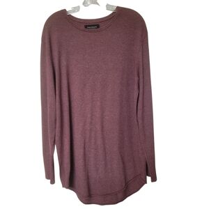Pacsun Shirt Mens Large Long Sleeve Scallop Fit Burgundy Crew Neck Poly/Cotton